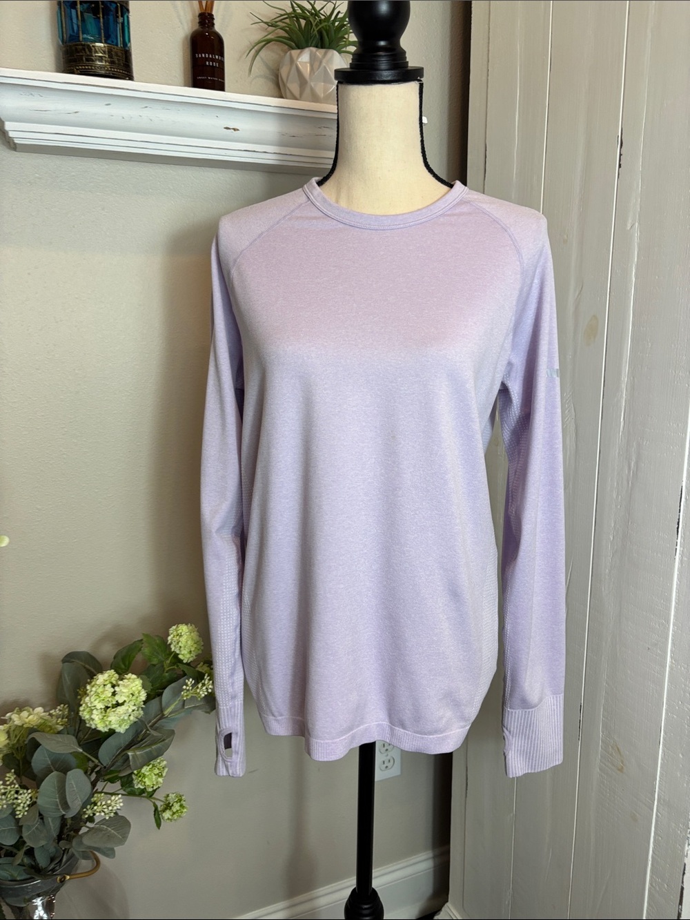 bcg Light Lavender Long Sleeve Crew Neck Tee